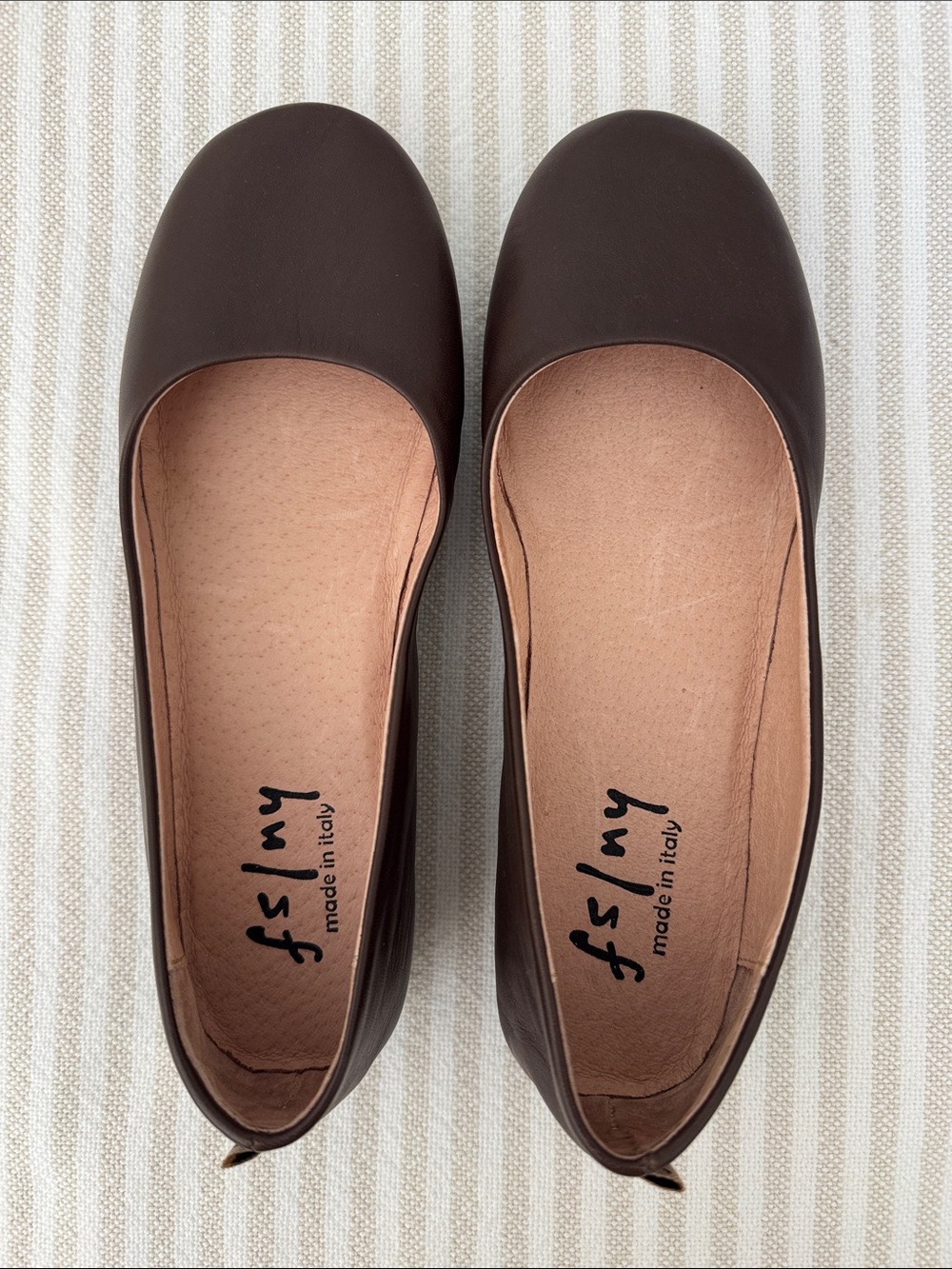 fs/ny Brown Leather Ballet Flats - Classic Women’s Slip-Ons Made in Italy!